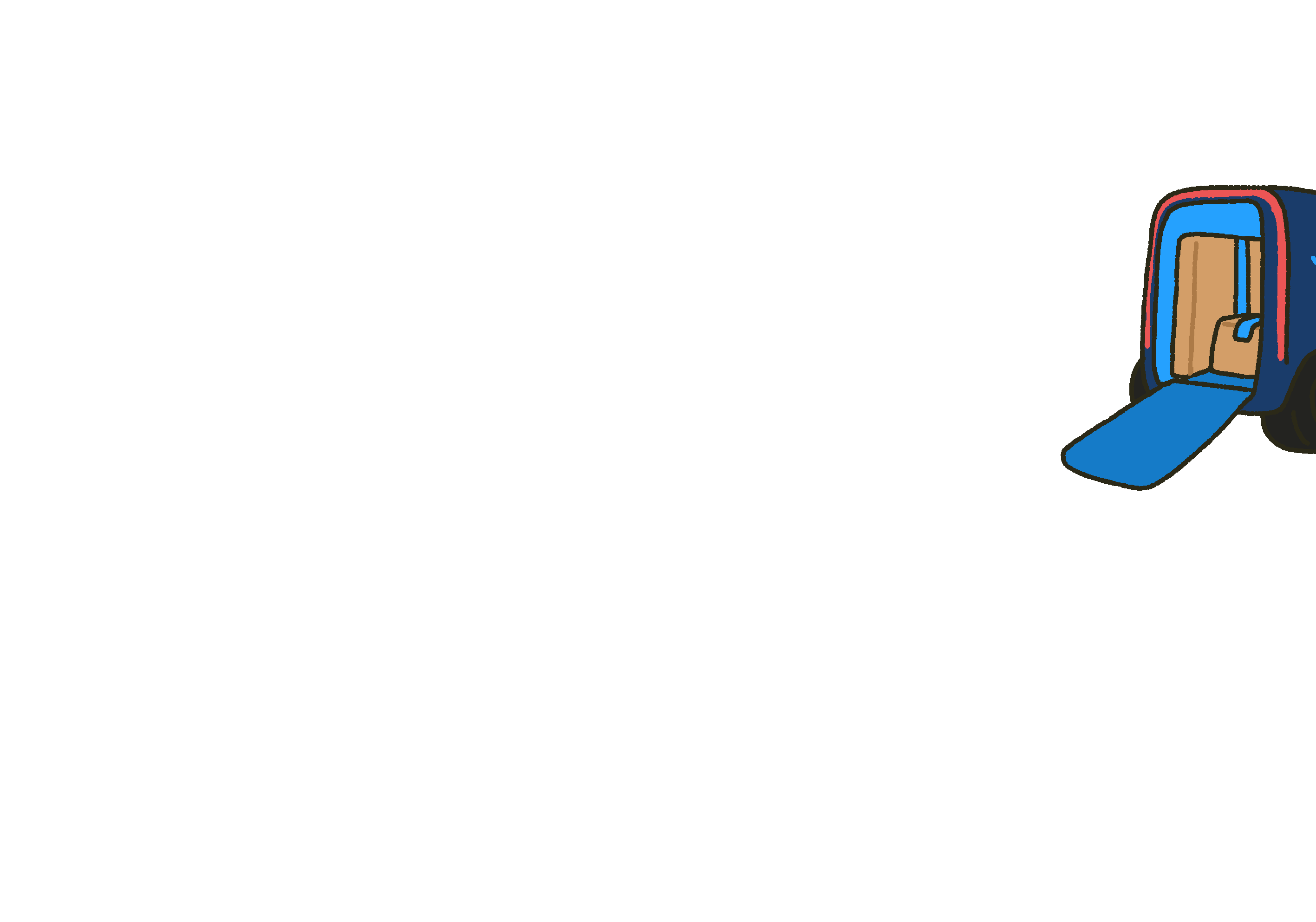 A blue delivery truck waiting at the loading door.